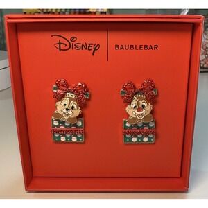 Disney Baublebar Chip & Dale Holiday Gift Christmas Earrings Set New in Box